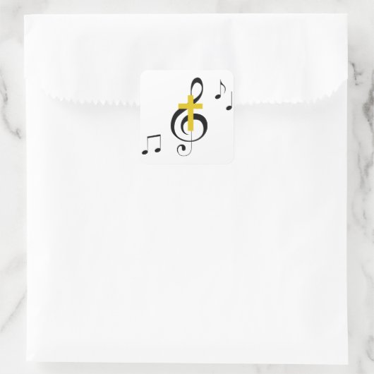 トレブルクレフ、 音符記号とクロス スクエアシール (バッグ)