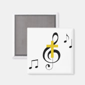 トレブルクレフ、 音符記号とクロス マグネット (正面/裏面)