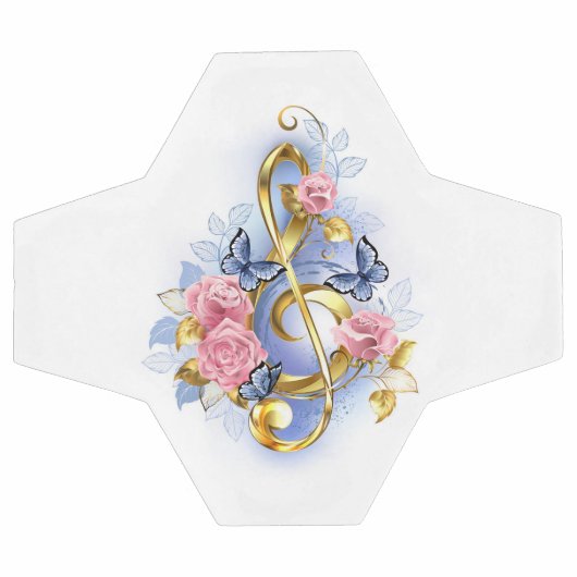 トレブルクレフ、 音符記号とピンクローズ サッカーボール (フラット)