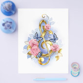 トレブルクレフ、 音符記号とピンクローズ チラシ (シングル)