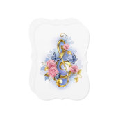 トレブルクレフ、 音符記号とピンクローズ ノートカード (正面/裏面インサイチュ)