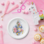 トレブルクレフ、 音符記号とピンクローズ ペーパープレート (パーティー)