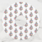 トレブルクレフ、 音符記号とピンクローズ ワイングラスタグ (正面)