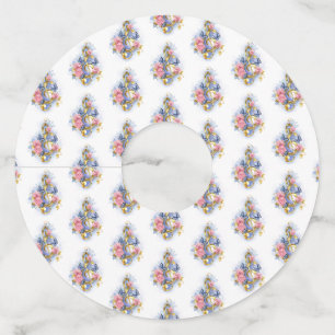 トレブルクレフ、 音符記号とピンクローズ ワイングラスタグ