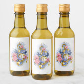 トレブルクレフ、 音符記号とピンクローズ ワインラベル (ボトル)