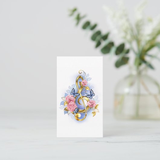 トレブルクレフ、 音符記号とピンクローズ 割引カード (スタンド正面)