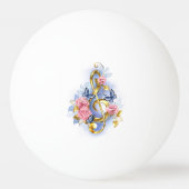 トレブルクレフ、 音符記号とピンクローズ 卓球ボール (裏面)