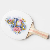 トレブルクレフ、 音符記号とピンクローズ 卓球ラケット (横)