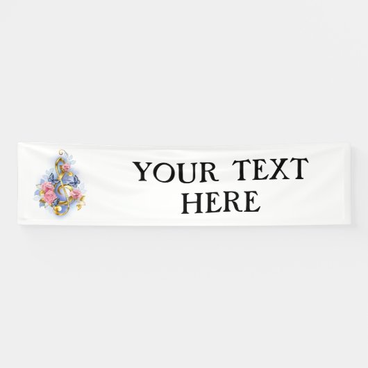 トレブルクレフ、 音符記号とピンクローズ 横断幕 (横)