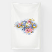 トレブルクレフ、 音符記号とピンクローズ 横断幕 (縦)