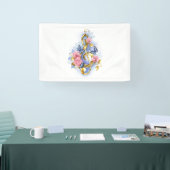 トレブルクレフ、 音符記号とピンクローズ 横断幕 (トレードショー)