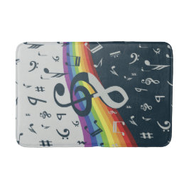 トレブルクレフ、 音符記号ウェーブレインボーカラー バスマット