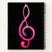 トレブルクレフ、 音符記号カスタマイズホットピンクミュージックデザイン ノートブック (裏面)