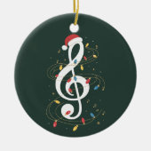 トレブルクレフ、 音符記号クリスマスライトミュージックラバーミュージシャン セラミックオーナメント (正面)