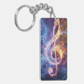 トレブルクレフ、 音符記号デジタルアート キーホルダー (正面左)