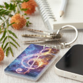 トレブルクレフ、 音符記号デジタルアート キーホルダー (正面右)