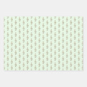 トレブルクレフ、 音符記号パターンミュージックをテーマにしたグレーグリーンブルー ラッピングペーパーシート (正面2)