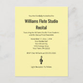 トレブルクレフ、 音符記号フルート音楽リサイタルシンプルコンサート インビテーションポストカード (正面)