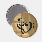 トレブルクレフ、 音符記号ベースクレフ、 音符記号ハートゴールデンシートミュージック マグネット (正面/裏面)
