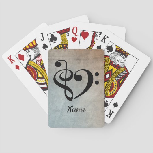 トレブルクレフ、 音符記号ベースクレフ、 音符記号ハートシートミュージックカスタマイズ トランプ (裏面)