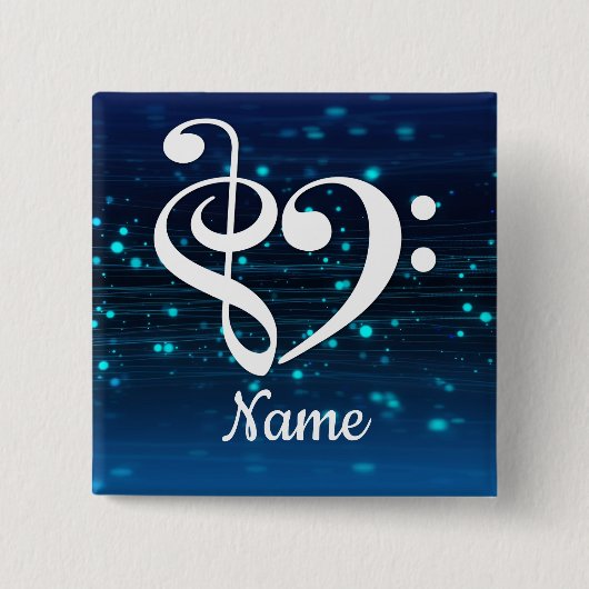 トレブルクレフ、 音符記号ベースクレフ、 音符記号ハートブルーネブラカスタマイズー 缶バッジ (正面)