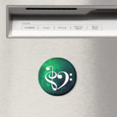 トレブルクレフ、 音符記号ベースクレフ、 音符記号ハートベーシストグリーンネブラ マグネット (インサイチュ (食洗機))