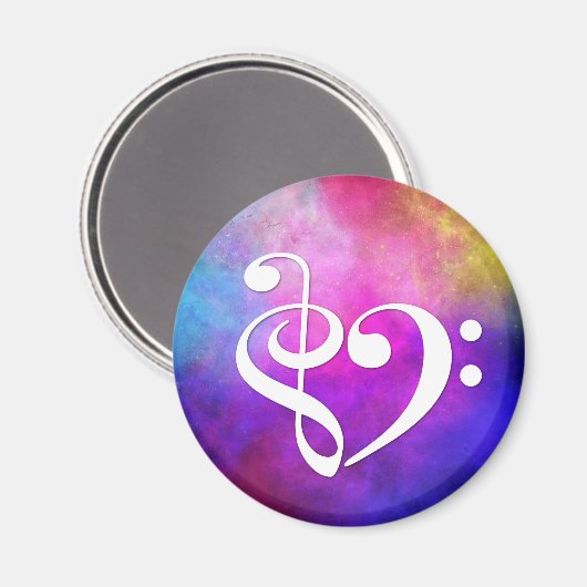 トレブルクレフ、 音符記号ベースクレフ、 音符記号ハートベーシストパープルネブラ マグネット (正面/裏面)