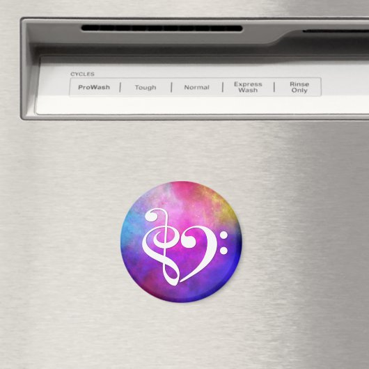 トレブルクレフ、 音符記号ベースクレフ、 音符記号ハートベーシストパープルネブラ マグネット (インサイチュ (食洗機))