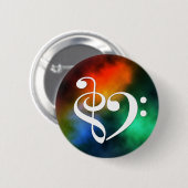 トレブルクレフ、 音符記号ベースクレフ、 音符記号ハートレッドグリーンブルーネブラ 缶バッジ (正面&裏面)