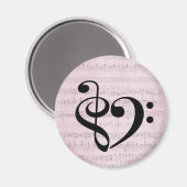 トレブルクレフ、 音符記号ベースクレフ、 音符記号ハートヴィンテージシートミュージック マグネット (正面/裏面)