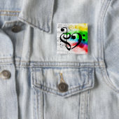 トレブルクレフ、 音符記号ベースクレフ、 音符記号ハートヴィンテージシートミュージック 缶バッジ (インサイチュ)