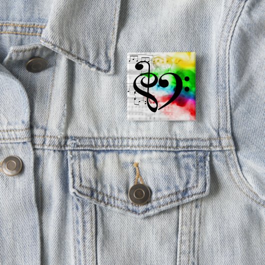 トレブルクレフ、 音符記号ベースクレフ、 音符記号ハートヴィンテージシートミュージック 缶バッジ (インサイチュ)