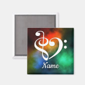 トレブルクレフ、 音符記号ベースクレフ、 音符記号ハート星雲カスタマイズ マグネット (正面/裏面)