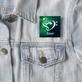 トレブルクレフ、 音符記号ベースクレフ、 音符記号ハート星雲カスタマイズ 缶バッジ (インサイチュ)