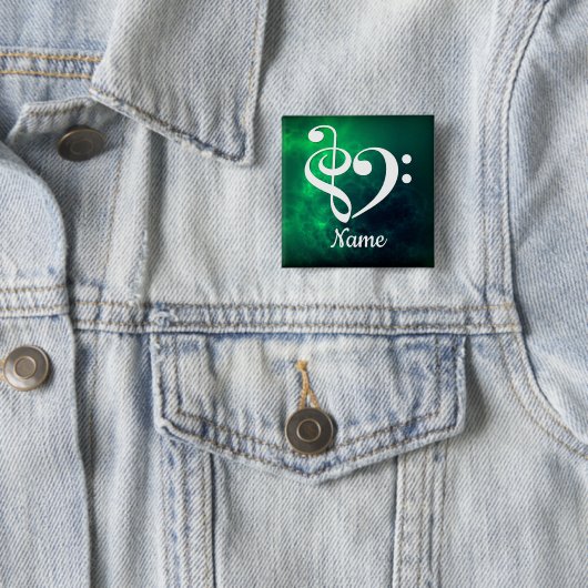 トレブルクレフ、 音符記号ベースクレフ、 音符記号ハート星雲カスタマイズ 缶バッジ (インサイチュ)