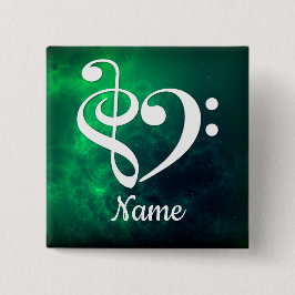 トレブルクレフ、 音符記号ベースクレフ、 音符記号ハート星雲カスタマイズ 缶バッジ