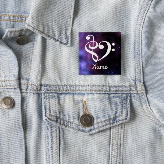 トレブルクレフ、 音符記号ベースクレフ、 音符記号ハート星雲カスタマイズ 缶バッジ (インサイチュ)