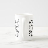 トレブルクレフ、 音符記号ベースクレフ、 音符記号ハート音楽ノート ボーンチャイナマグカップ (裏面)