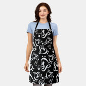 トレブルクレフ、 音符記号ベースクレフ、 音符記号ハート音楽パターンナプキンス エプロン (着用した状態)