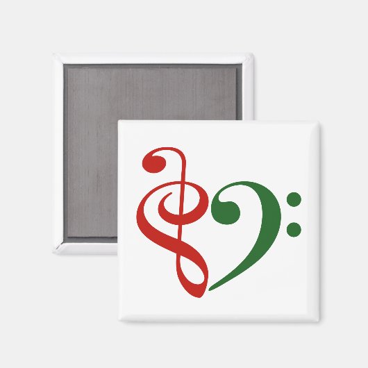 トレブルクレフ、 音符記号ベースクレフ、 音符記号ハート音楽愛好家クリスマス マグネット (正面/裏面)