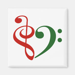 トレブルクレフ、 音符記号ベースクレフ、 音符記号ハート音楽愛好家クリスマス マグネット