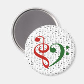 トレブルクレフ、 音符記号ベースクレフ、 音符記号ハート音楽愛好家クリスマス マグネット (正面/裏面)