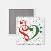 トレブルクレフ、 音符記号ベースクレフ、 音符記号ハート音楽愛好家クリスマス マグネット (正面/裏面)