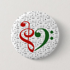 トレブルクレフ、 音符記号ベースクレフ、 音符記号ハート音楽愛好家クリスマス 缶バッジ