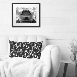 トレブルクレフ、 音符記号ベースクレフ、 音符記号ハート音楽装飾用クッション ランバークッション