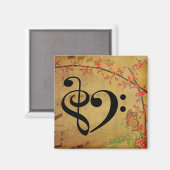 トレブルクレフ、 音符記号ベースクレフ、 音符記号ミュージカルハートシートミュージック マグネット (正面/裏面)