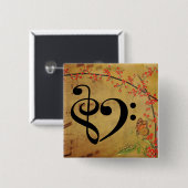 トレブルクレフ、 音符記号ベースクレフ、 音符記号ミュージカルハートシートミュージック 缶バッジ (正面&裏面)