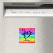 トレブルクレフ、 音符記号ベースクレフ、 音符記号音楽ハートカスタマイズ マグネット (インサイチュ (食洗機))