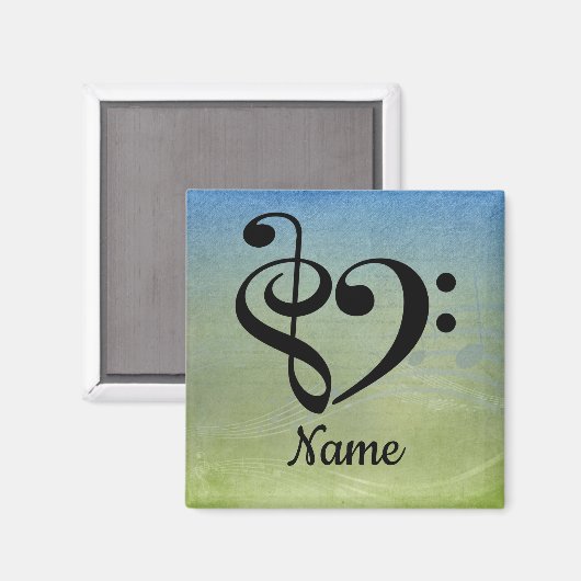 トレブルクレフ、 音符記号ベースクレフ、 音符記号音楽ハートカスタマイズ マグネット (正面/裏面)