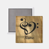 トレブルクレフ、 音符記号ベースクレフ、 音符記号音楽ハートカスタマイズ マグネット (正面/裏面)